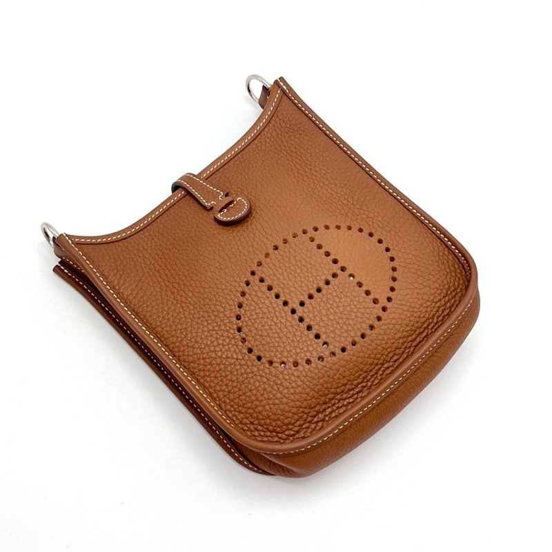 HERMES 金棕銀扣mini肩背斜背包18*18*6 98新配件盒子塵袋購證-3