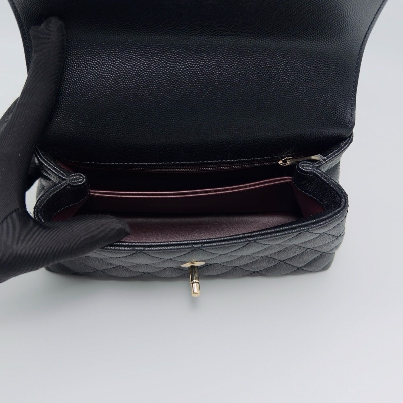 CHANEL 黑金黑手柄小號Cocohandle手提斜背包23*14*9 98新配件盒子塵袋購證-2