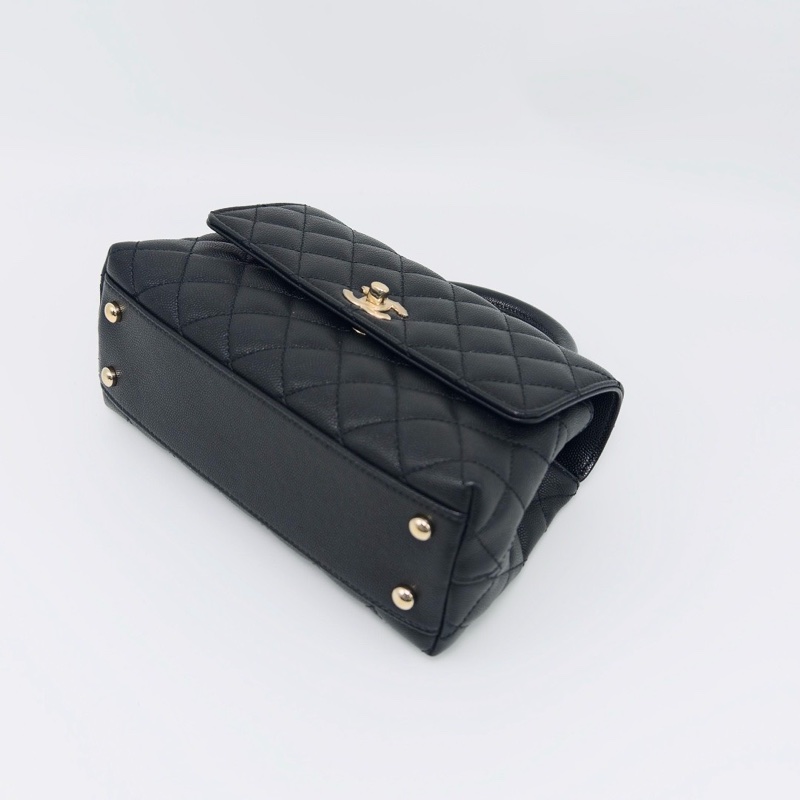 CHANEL 黑金黑手柄小號Cocohandle手提斜背包23*14*9 98新配件盒子塵袋購證-3