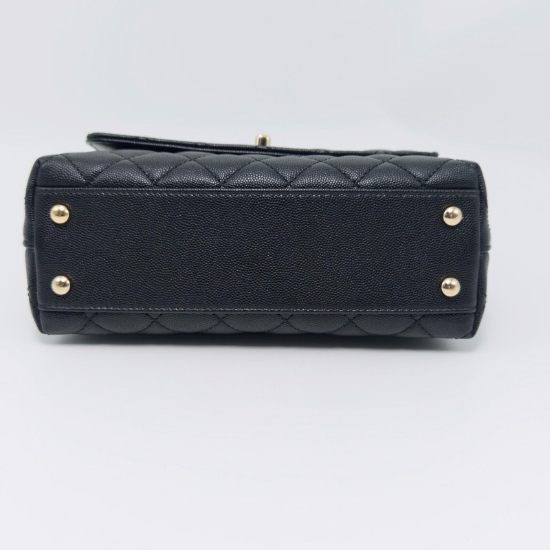 CHANEL 黑金黑手柄小號Cocohandle手提斜背包23*14*9 98新配件盒子塵袋購證-4