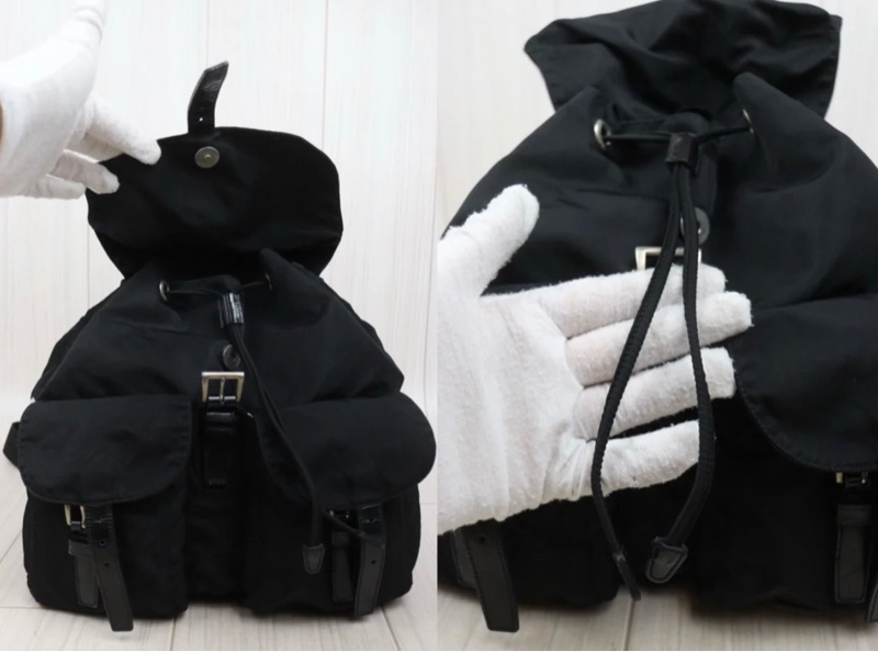 「JL精品代購」 9新 Prada  黑色 降落傘 後背包 中號-12