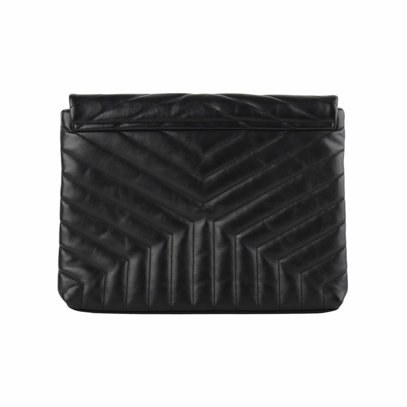 【包稅】SAINT LAURENT Matelassé 翻蓋 Loulou 手拿包 銀色-2