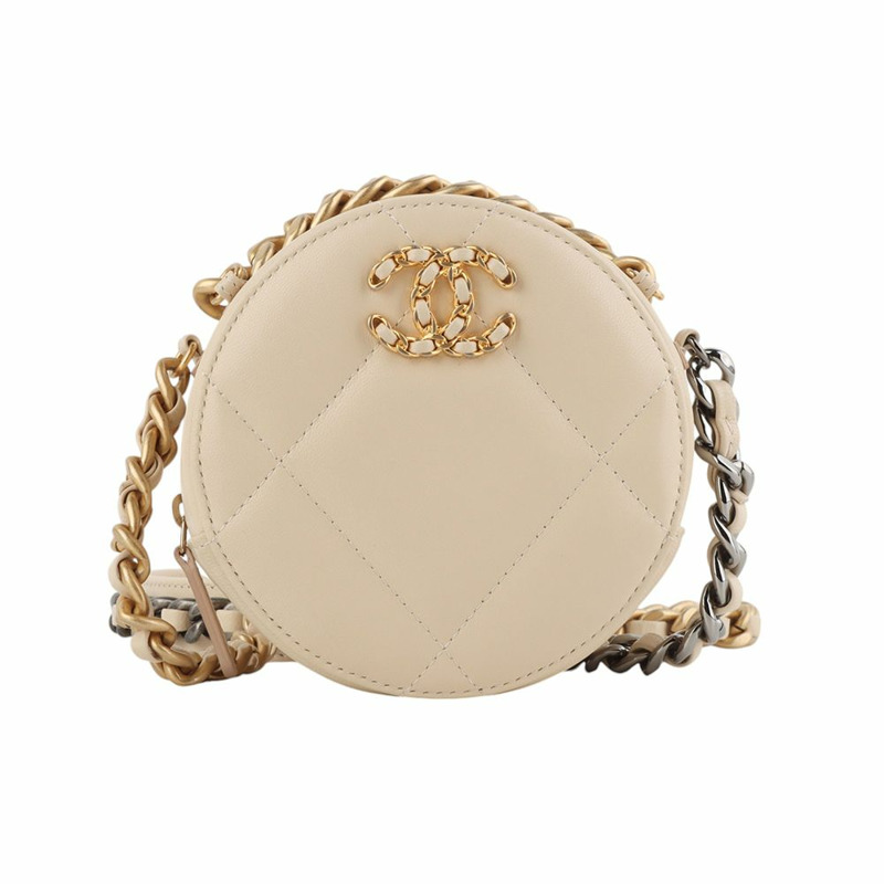 【包稅】CHANEL 19吋羊皮圓形迷你斜背包 AP0945-0