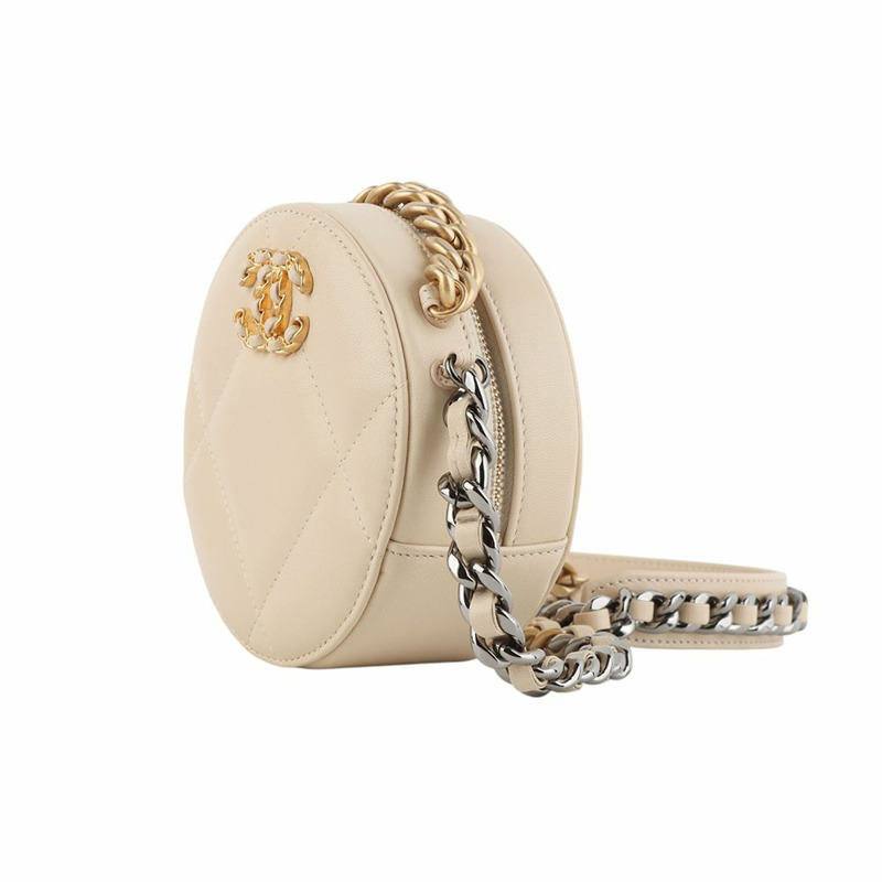 【包稅】CHANEL 19吋羊皮圓形迷你斜背包 AP0945-1