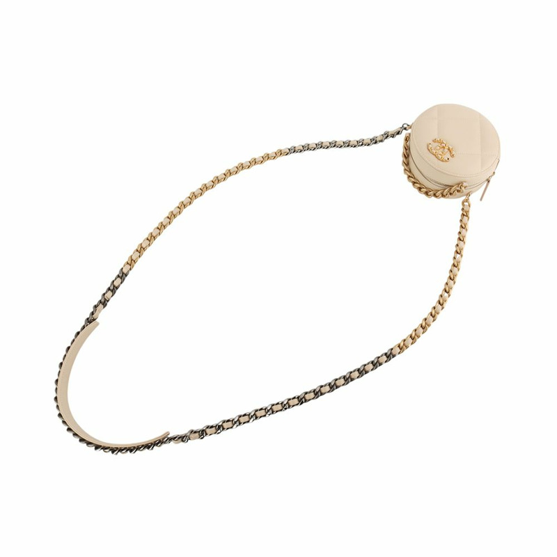 【包稅】CHANEL 19吋羊皮圓形迷你斜背包 AP0945-3