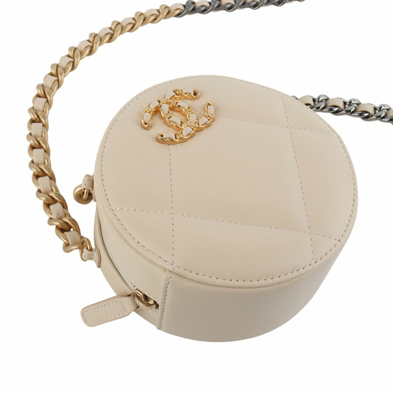 【包稅】CHANEL 19吋羊皮圓形迷你斜背包 AP0945-4