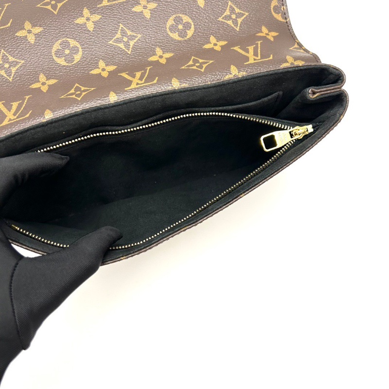 LV 黑拼老花金扣肩背斜背信封包26*17*7 98新配件塵袋-2