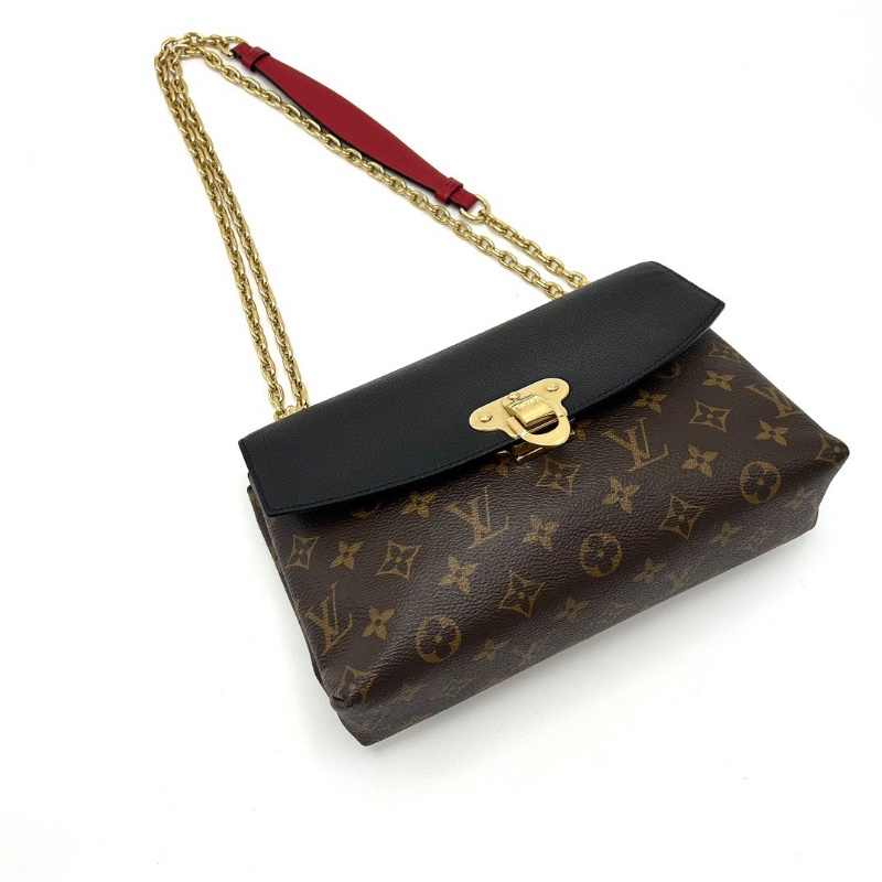 LV 黑拼老花金扣肩背斜背信封包26*17*7 98新配件塵袋-3