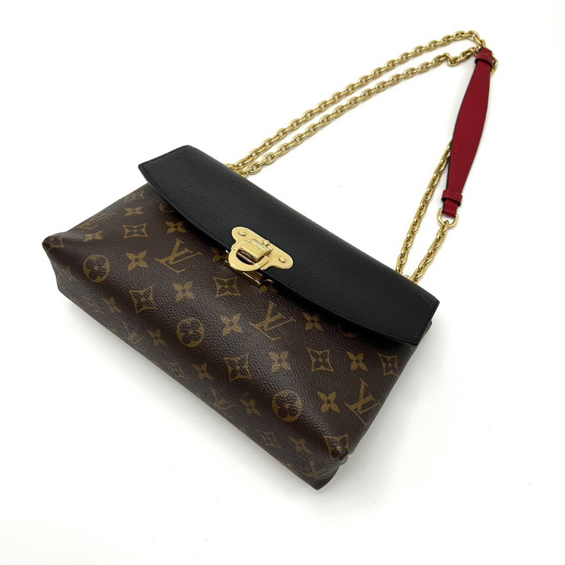 LV 黑拼老花金扣肩背斜背信封包26*17*7 98新配件塵袋-5