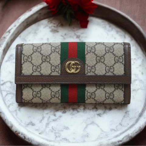 「JL精品代購」 98新 Gucci 翻蓋長夾