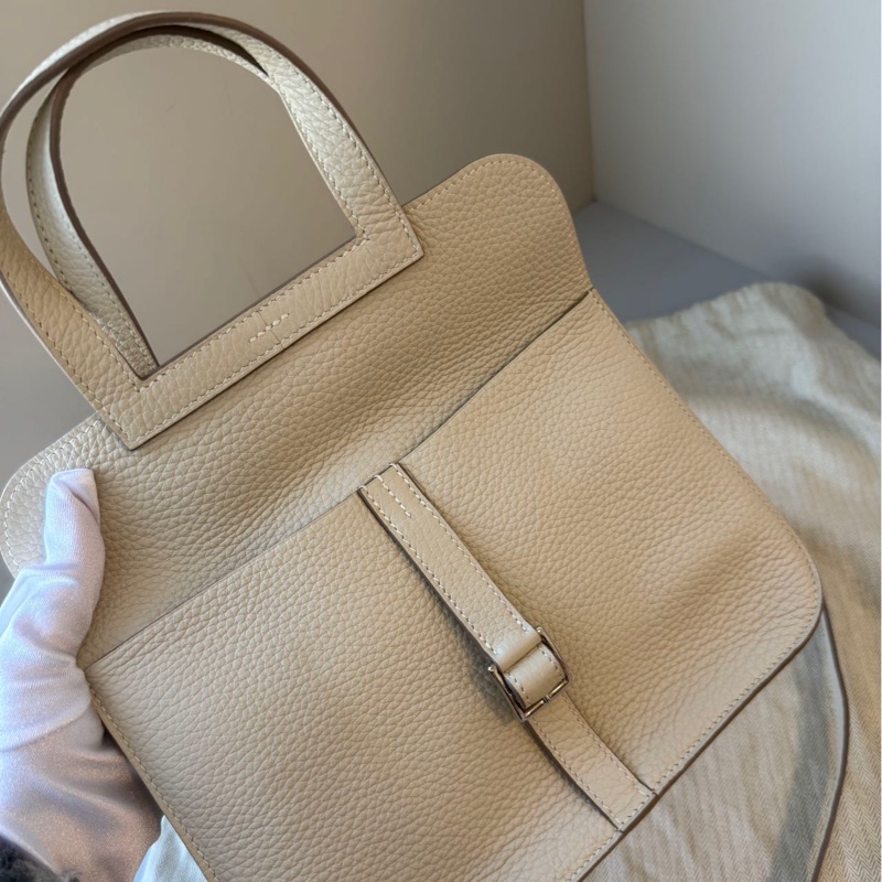 Hermes Halzan 25 奶昔白銀扣-9