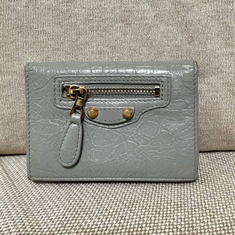 BALENCIAGA巴黎世家·卡片包/ 名片包/ 翻蓋短夾/灰色