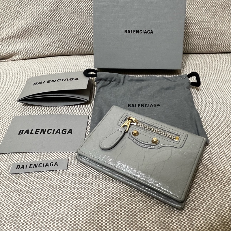 BALENCIAGA巴黎世家·卡片包/ 名片包/ 翻蓋短夾/灰色-1