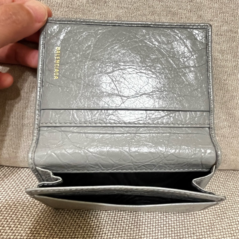 BALENCIAGA巴黎世家·卡片包/ 名片包/ 翻蓋短夾/灰色-3