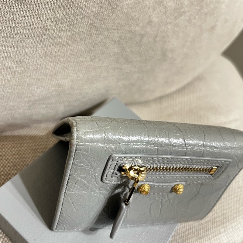 BALENCIAGA巴黎世家·卡片包/ 名片包/ 翻蓋短夾/灰色-11