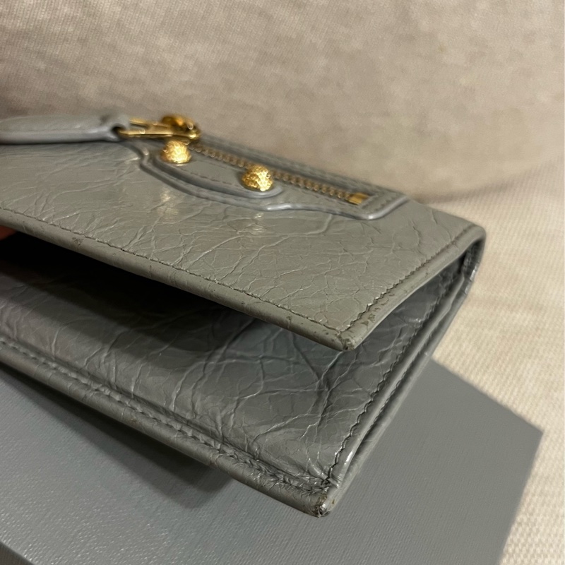 BALENCIAGA巴黎世家·卡片包/ 名片包/ 翻蓋短夾/灰色-12
