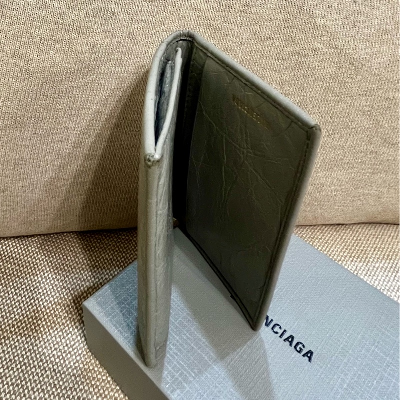 BALENCIAGA巴黎世家·卡片包/ 名片包/ 翻蓋短夾/灰色-15