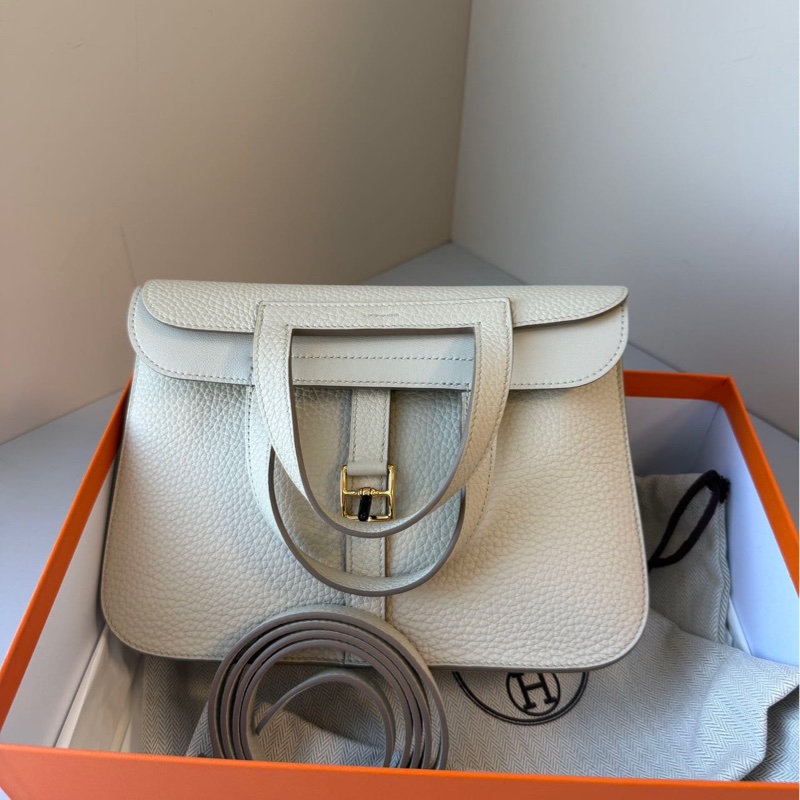 Hermes Halzan 25 冰川灰金扣-0