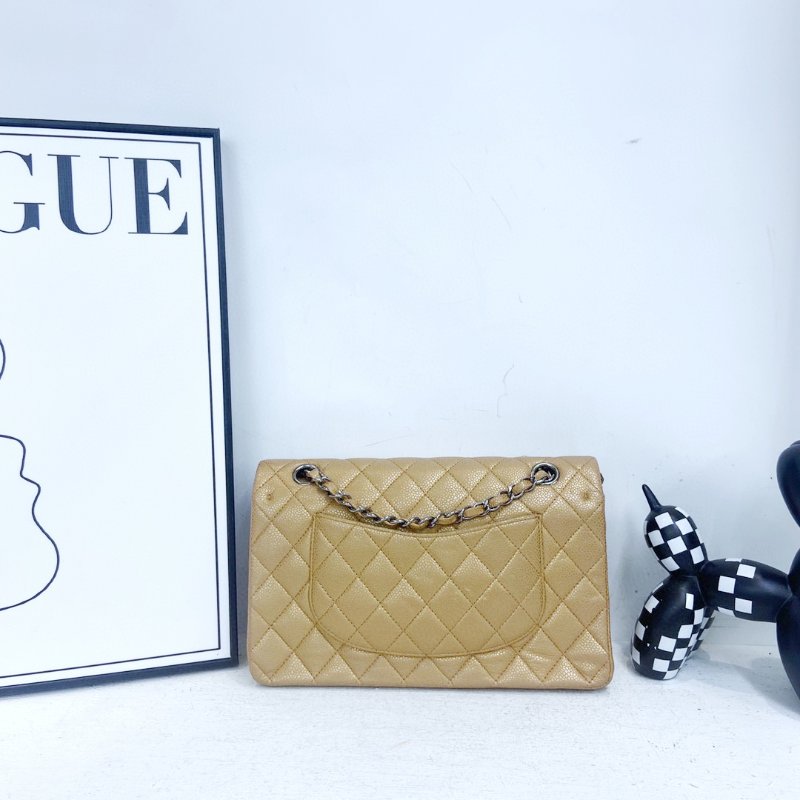 【CHANEL】香奈兒 Caviar Classic Flap Bag 25 焦糖色 銀扣 CF25 25x6x15 正品（二手）-1