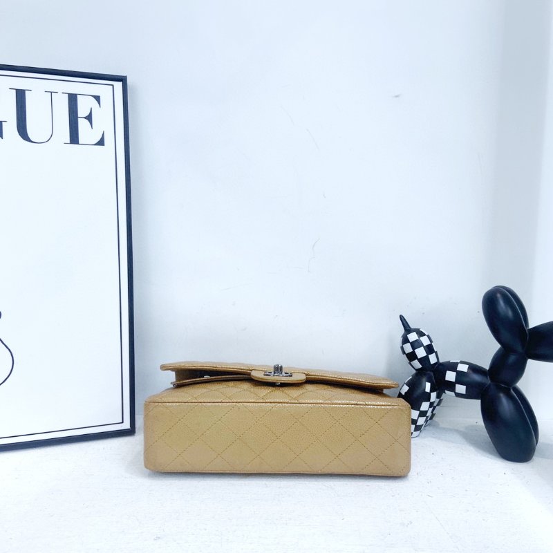 【CHANEL】香奈兒 Caviar Classic Flap Bag 25 焦糖色 銀扣 CF25 25x6x15 正品（二手）-3