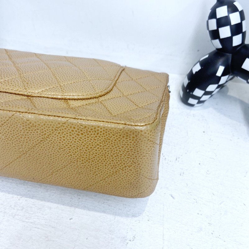 【CHANEL】香奈兒 Caviar Classic Flap Bag 25 焦糖色 銀扣 CF25 25x6x15 正品（二手）-6