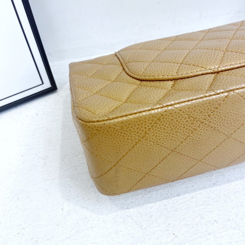 【CHANEL】香奈兒 Caviar Classic Flap Bag 25 焦糖色 銀扣 CF25 25x6x15 正品（二手）-7