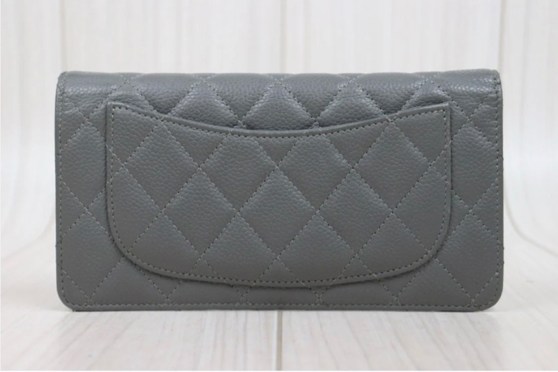 「JL精品代購」 9新 Chanel 香奈兒 灰色長夾-2