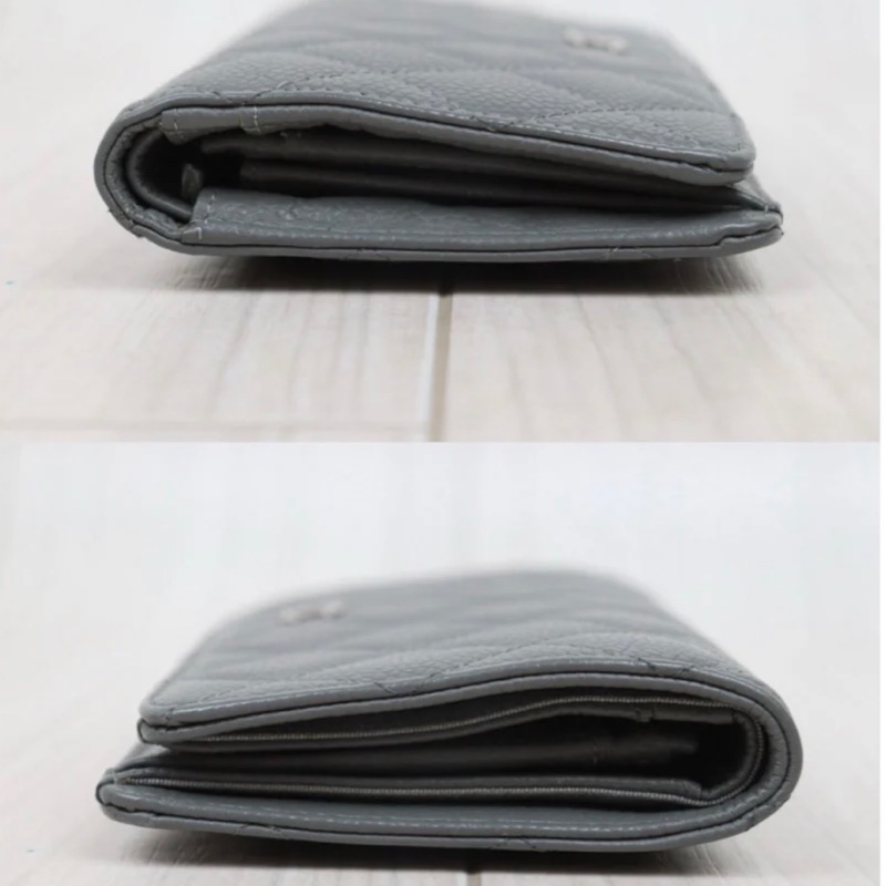 「JL精品代購」 9新 Chanel 香奈兒 灰色長夾-3