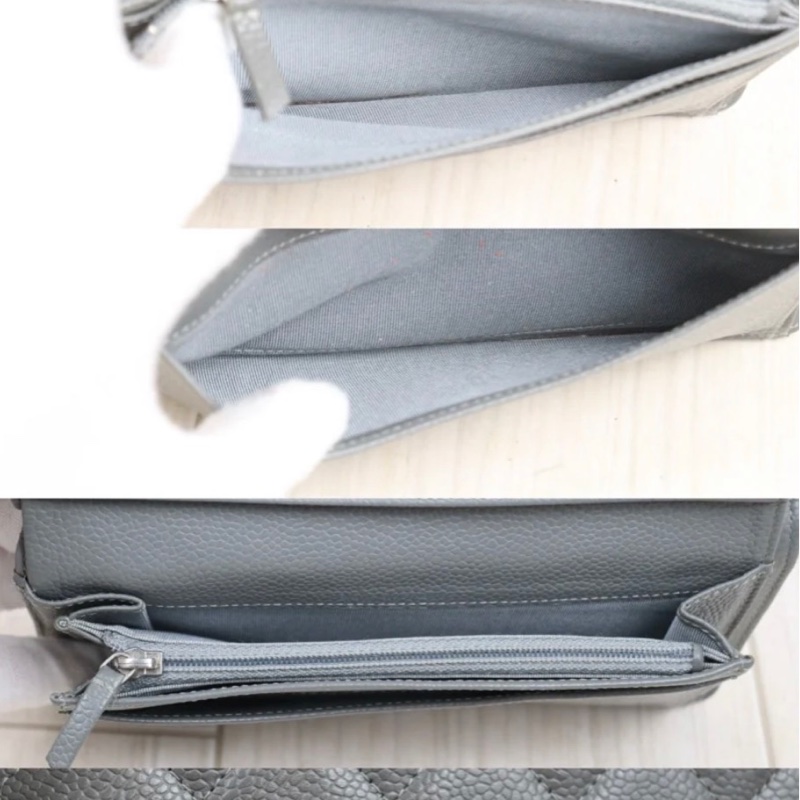 「JL精品代購」 9新 Chanel 香奈兒 灰色長夾-9