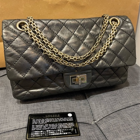 香奈兒 CHANEL 2.55黑銀.油蠟牛皮