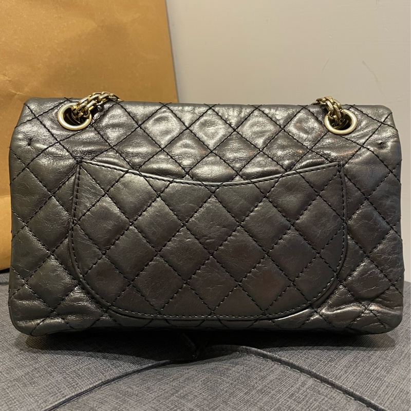 香奈兒 CHANEL 2.55黑銀.油蠟牛皮-1