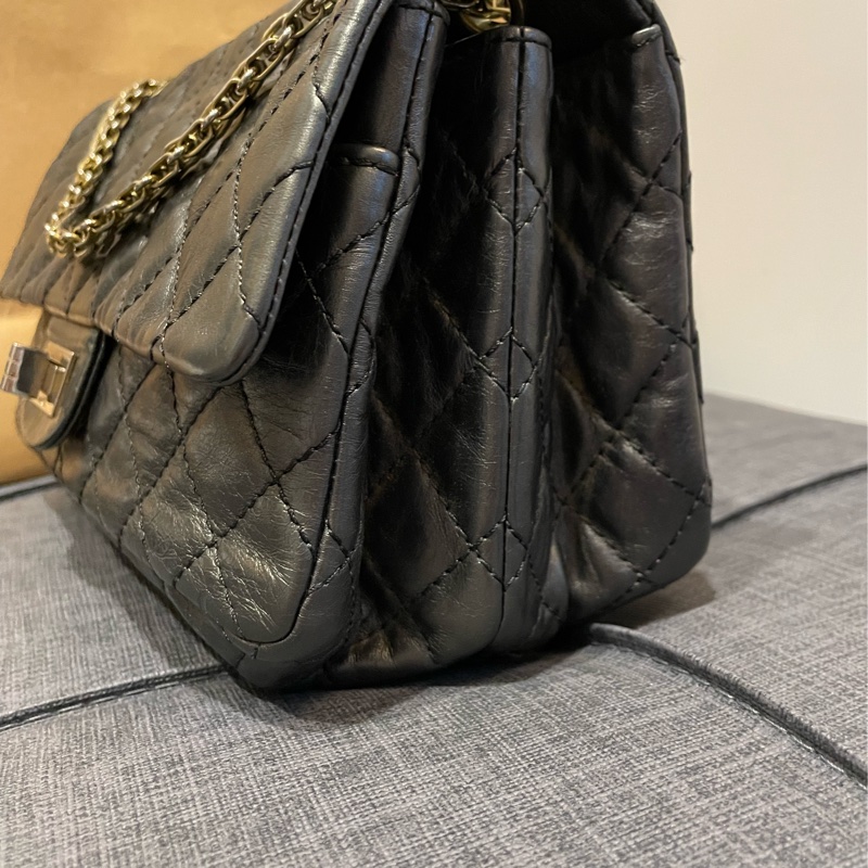 香奈兒 CHANEL 2.55黑銀.油蠟牛皮-2