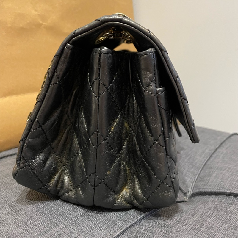 香奈兒 CHANEL 2.55黑銀.油蠟牛皮-3