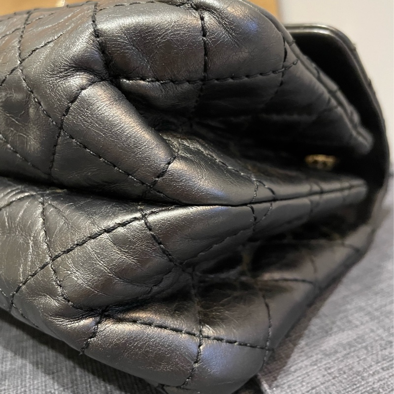 香奈兒 CHANEL 2.55黑銀.油蠟牛皮-5
