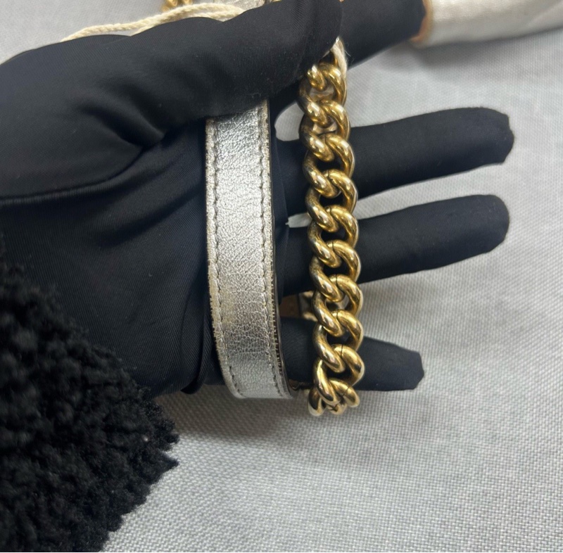 【潮人之選✨全網最低價】Gucci 古馳 GG Marmont 22 珍珠扣太空銀 馬蒙鏈條包 單肩斜背包-7