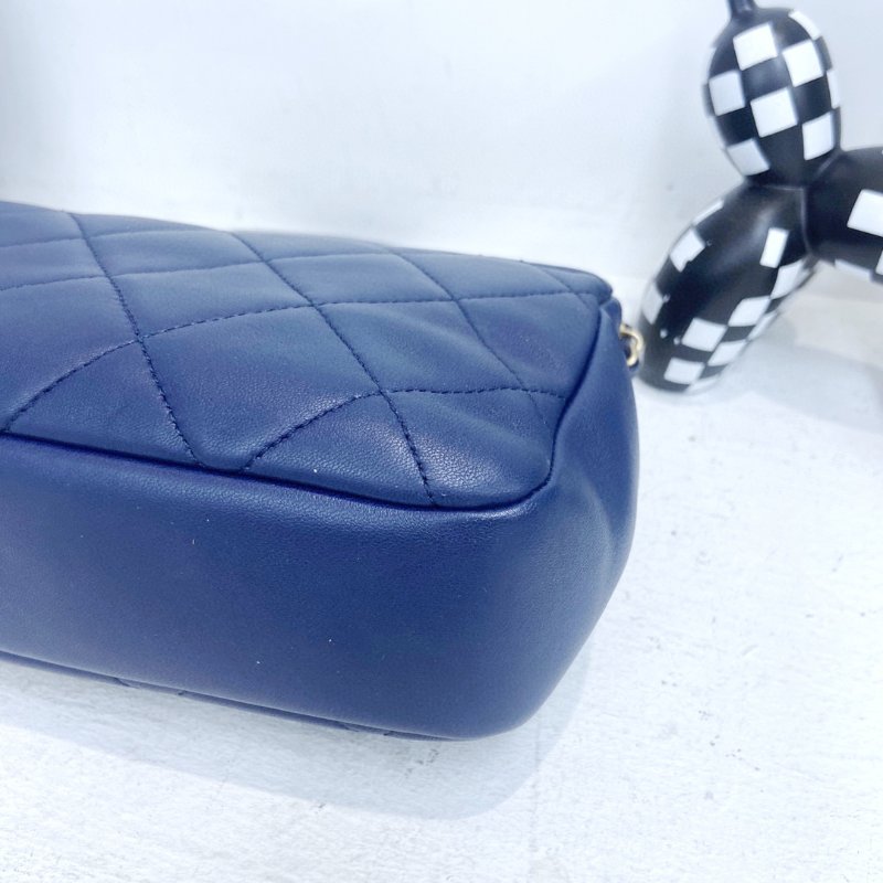 【CHANEL】香奈兒 Lambskin Classic Flap Bag 25 Handle 藍色 金扣 CF25手柄 25x6x14 正品（二手）-6