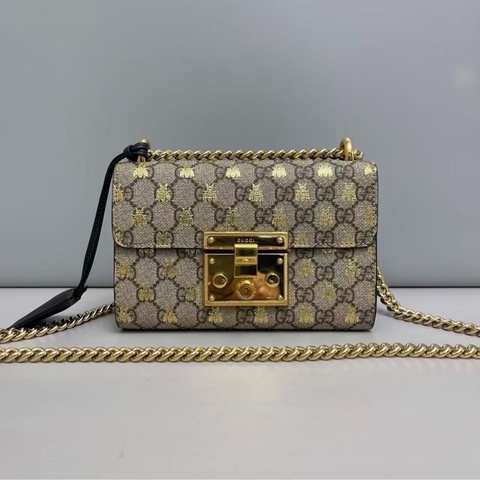 【幾乎全新✨全網最低價】Gucci古馳Padlock小號 老花燙金蜜蜂月光寶盒