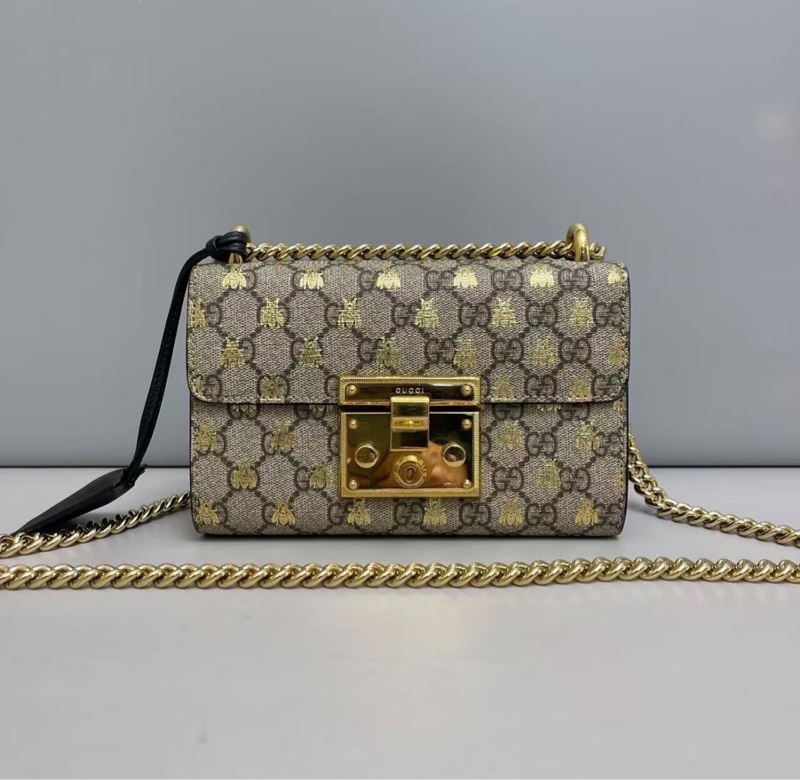 【幾乎全新✨全網最低價】Gucci古馳Padlock小號 老花燙金蜜蜂月光寶盒-0