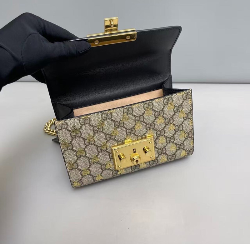 【幾乎全新✨全網最低價】Gucci古馳Padlock小號 老花燙金蜜蜂月光寶盒-5