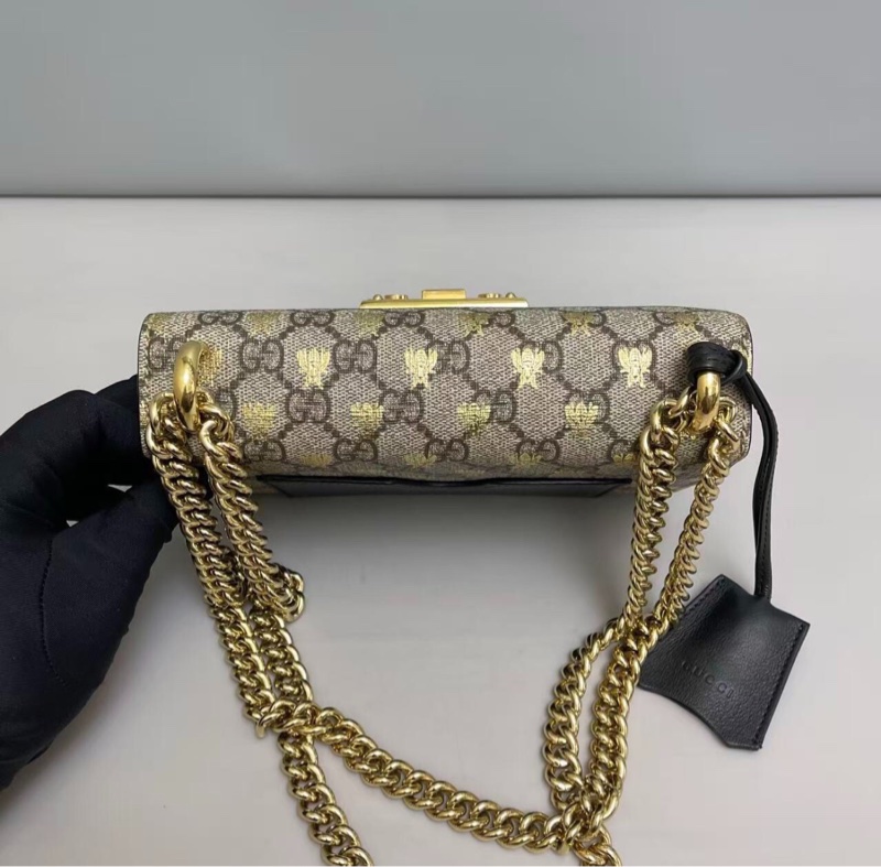 【幾乎全新✨全網最低價】Gucci古馳Padlock小號 老花燙金蜜蜂月光寶盒-7