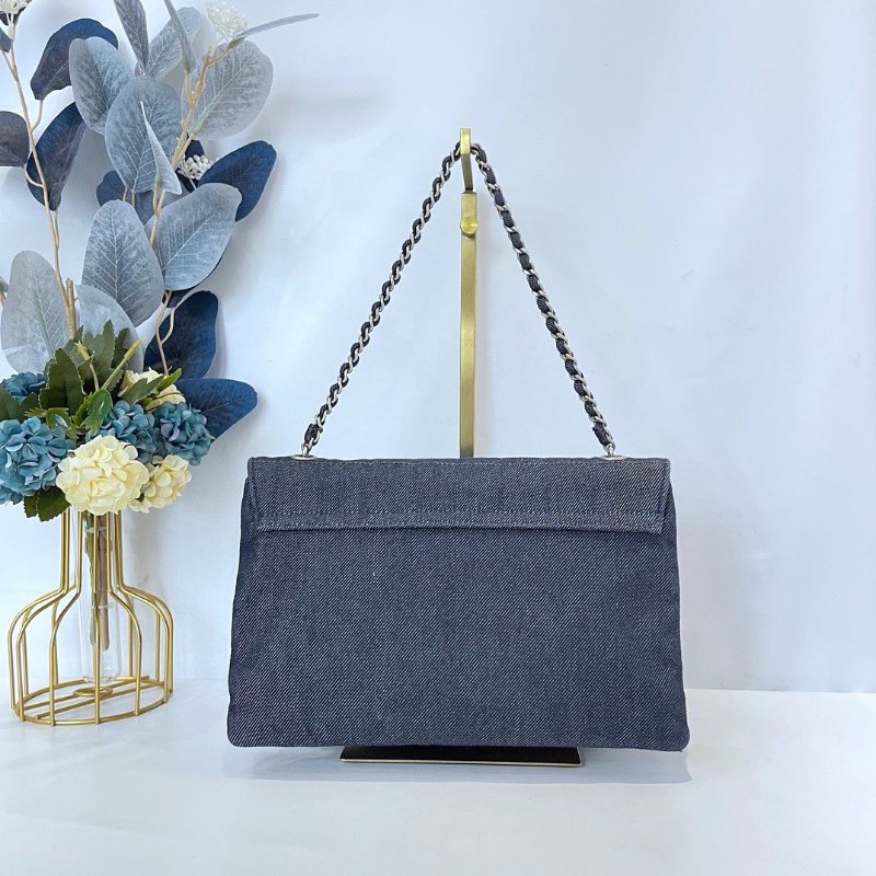 【CHANEL】香奈兒 Denim Chain Shoulder 藍色 銀扣 2.55鏈條包 25x15x6 正品（二手）-2