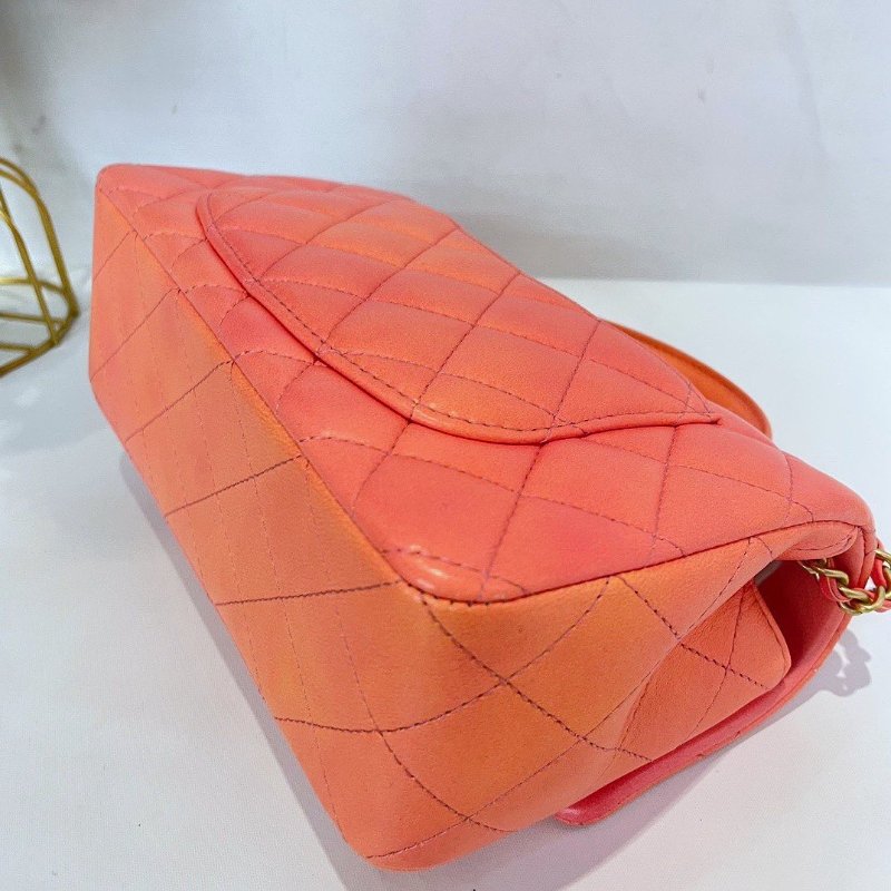 【CHANEL】香奈兒 Lambskin Classic Flap Bag 20 Handle 粉色漸變 金扣 CF20手柄 20x12x6 正品（二手）-5