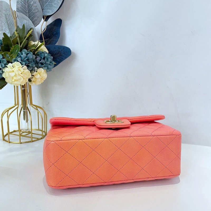 【CHANEL】香奈兒 Lambskin Classic Flap Bag 20 Handle 粉色漸變 金扣 CF20手柄 20x12x6 正品（二手）-7