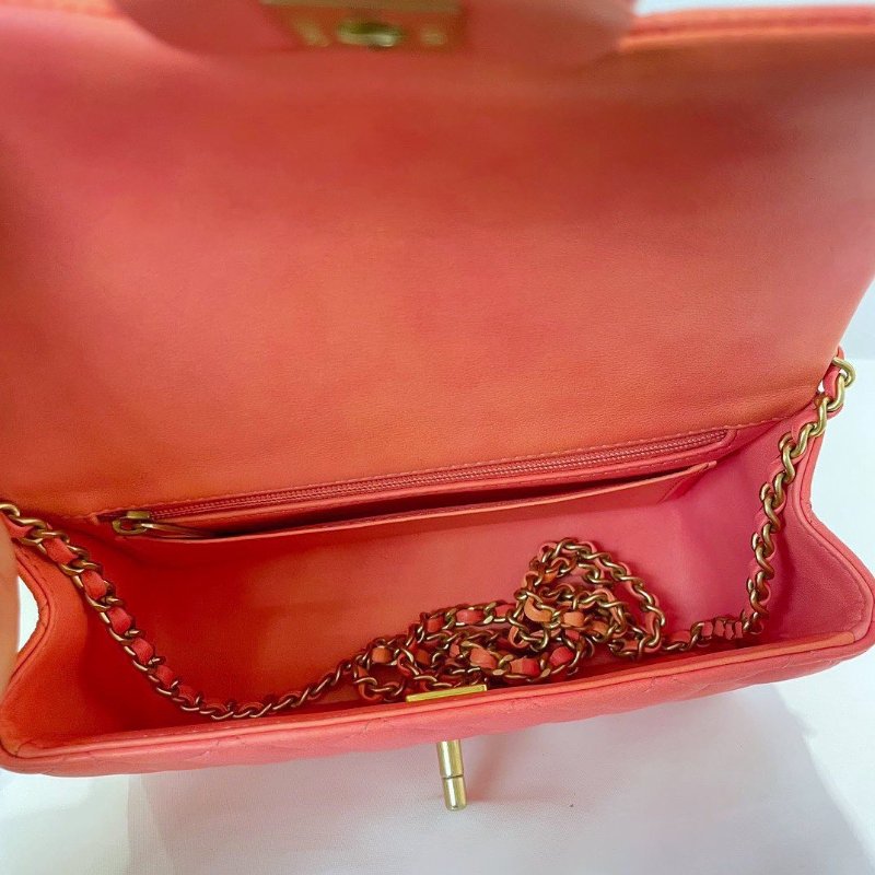 【CHANEL】香奈兒 Lambskin Classic Flap Bag 20 Handle 粉色漸變 金扣 CF20手柄 20x12x6 正品（二手）-8