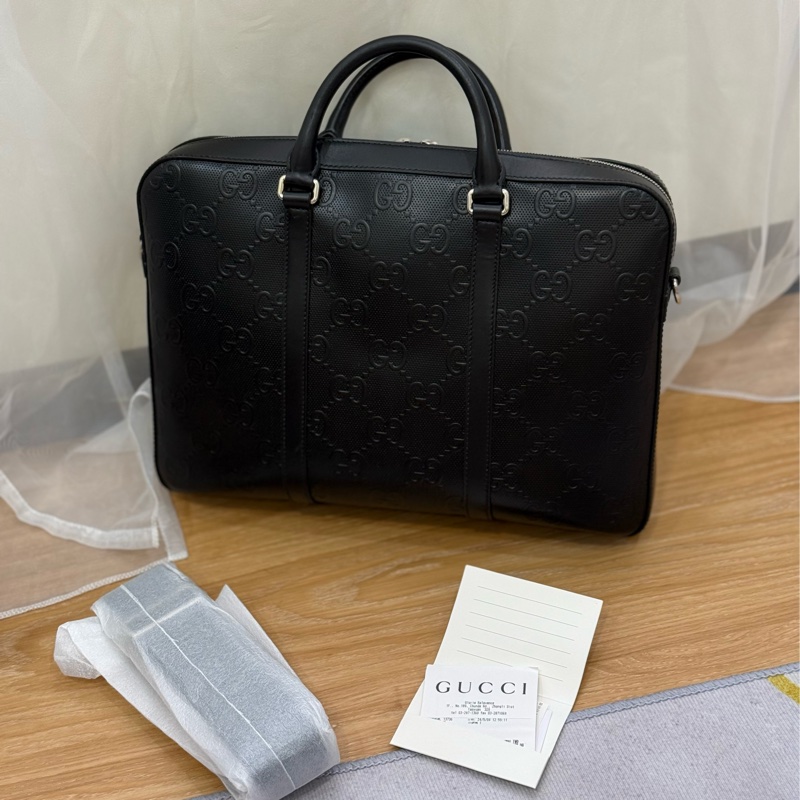 （台灣購證🇹🇼）Gucci男士浮雕公事包💼 背袋全新未使用-0