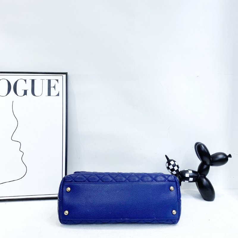 【CHANEL】香奈兒 Caviar／Snakeskin Cocohandle Medium 藍色 金扣 Cocohandle中號 29x18x12 正品（二手）-3