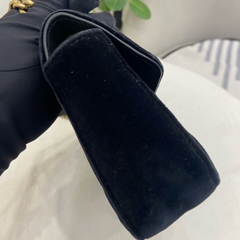 【95新✨全網最低價】Gucci古馳Marmont26 黑色絲絨鏈條包-2