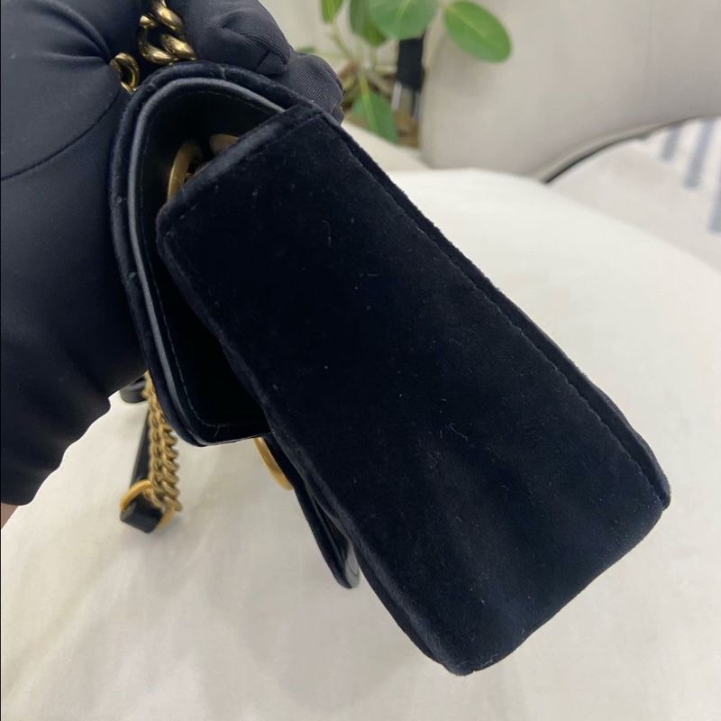 【95新✨全網最低價】Gucci古馳Marmont26 黑色絲絨鏈條包-3