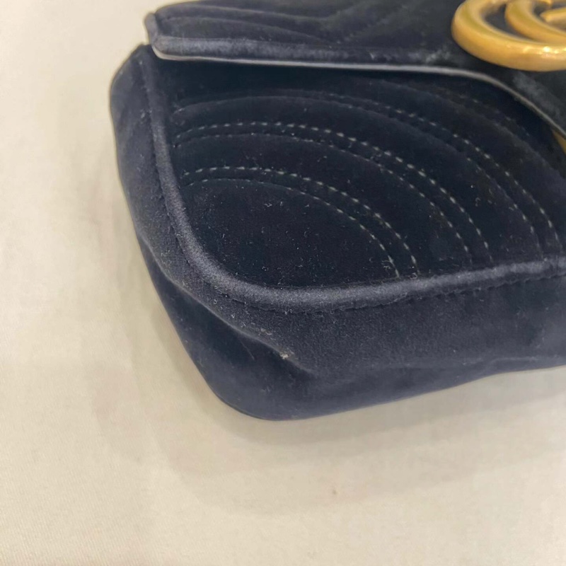 【95新✨全網最低價】Gucci古馳Marmont26 黑色絲絨鏈條包-4