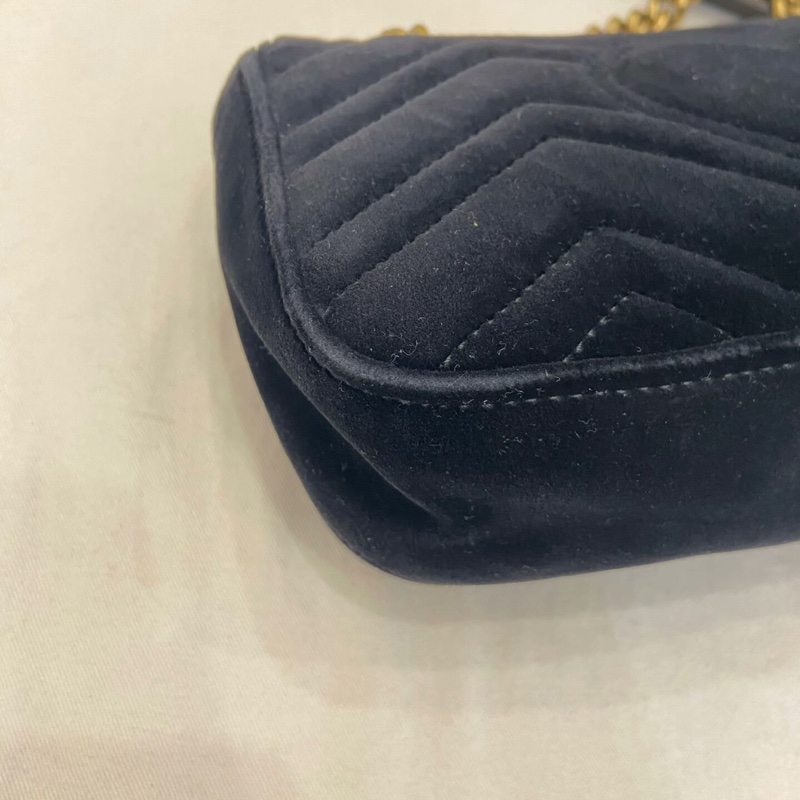 【95新✨全網最低價】Gucci古馳Marmont26 黑色絲絨鏈條包-5